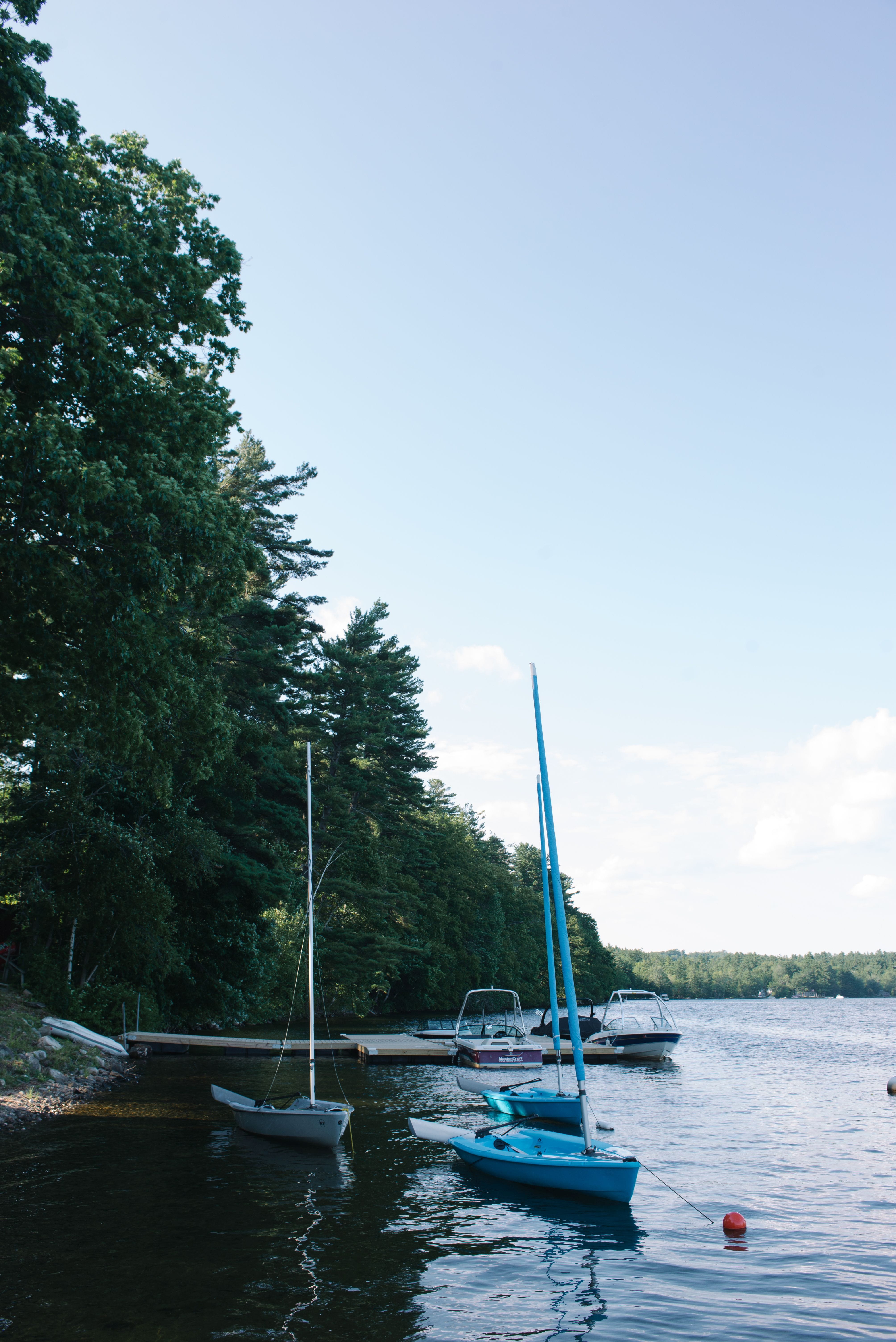 waterfront sailboats calm