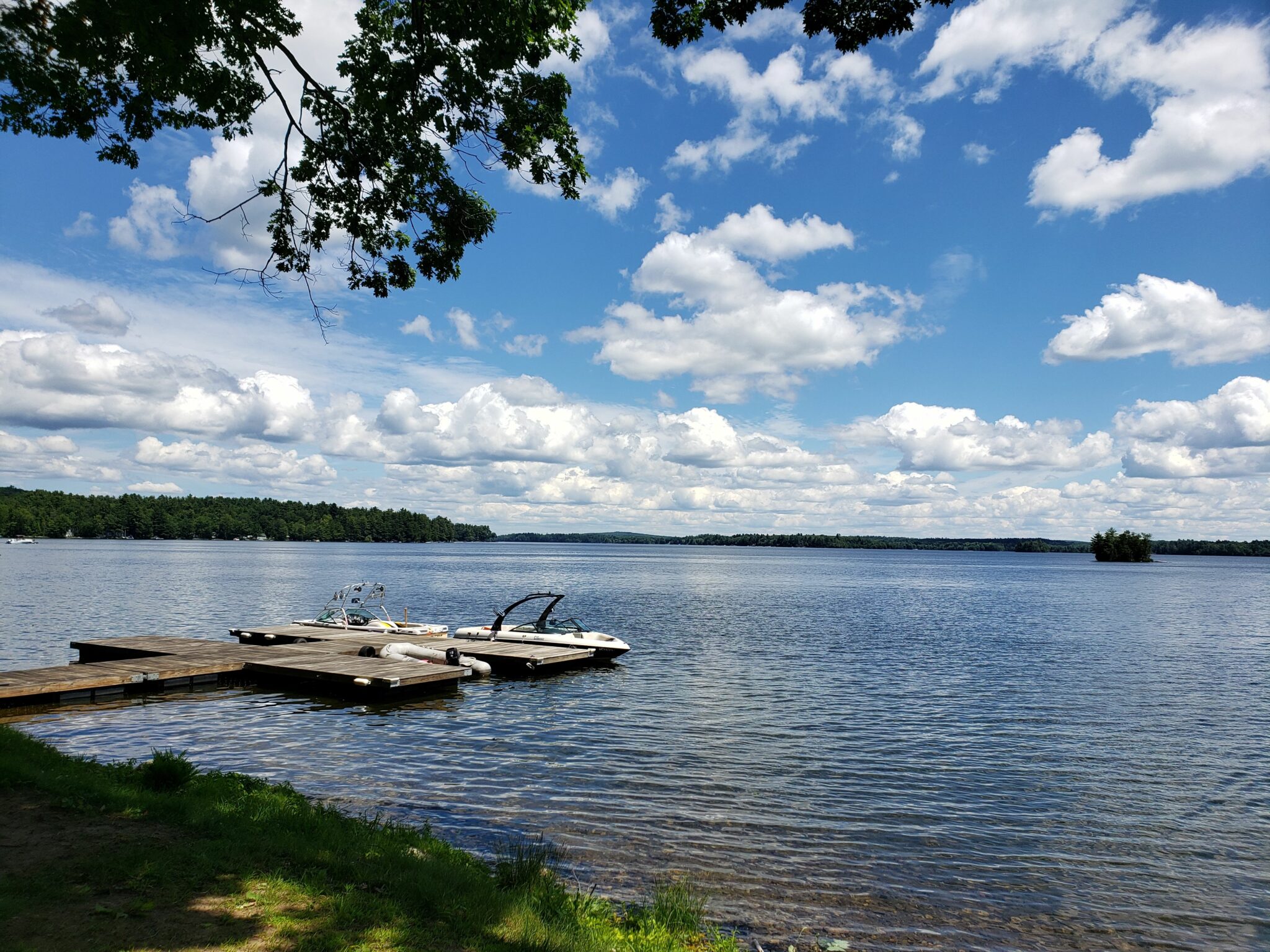 Lake and two ski boats